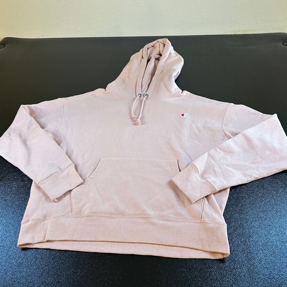 Champion Reverse Weave Hoodie Pullover Sweatshirt Comfy Baggy Pink Womens Large